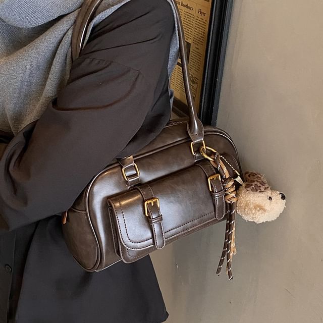 Basaran-Faux Leather Flap Shoulder Bag
