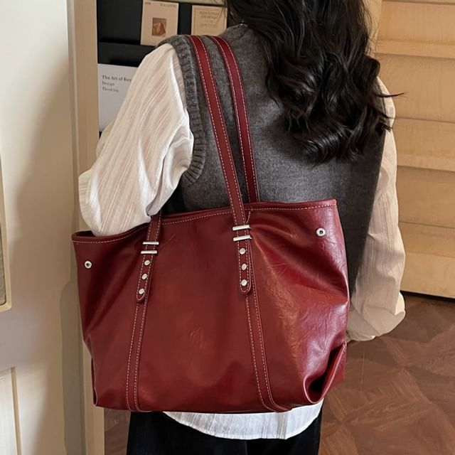 Basaran-Faux Leather Tote Bag