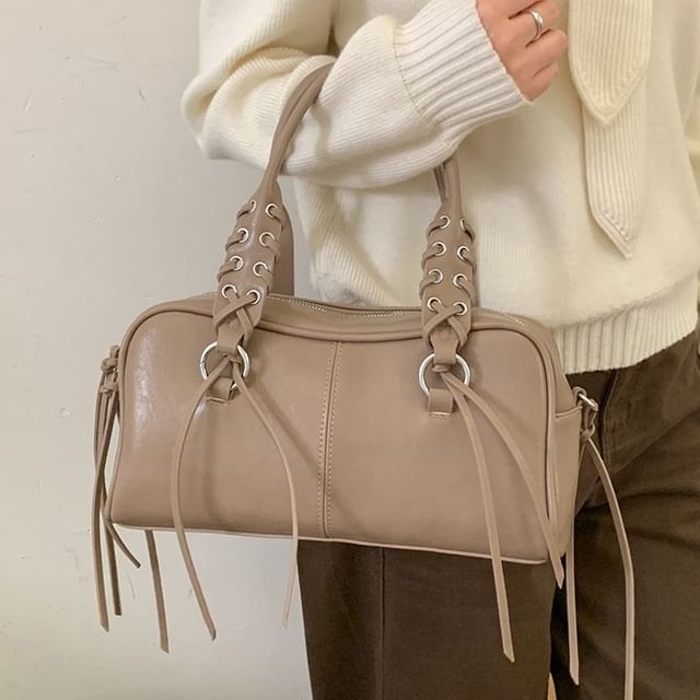 Basaran-Lace Up Faux Leather Handbag