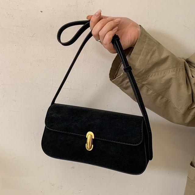 Basaran-Plain Faux Leather Shoulder Bag