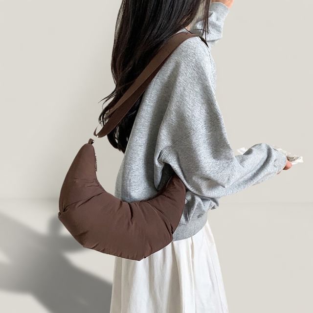 Basaran-Plain Panel Nylon Crossbody Bag