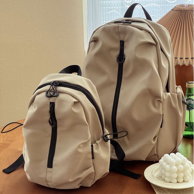 Basaran-Plain Ruched Nylon Laptop Backpack Various Designs