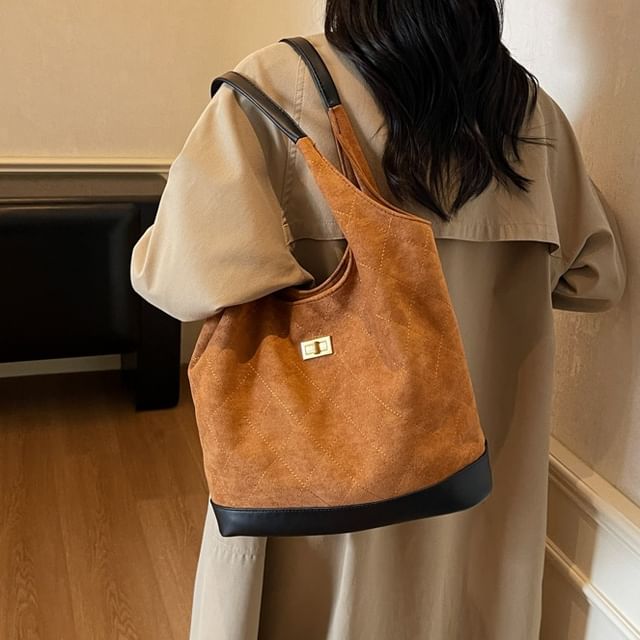 Basaran-Quilted Faux Suede Tote Bag Various Designs