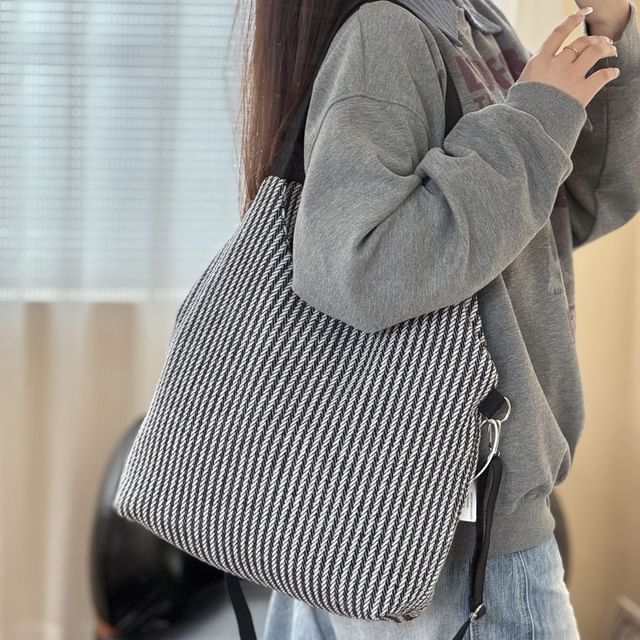 Basaran-Striped Crossbody Tote Bag