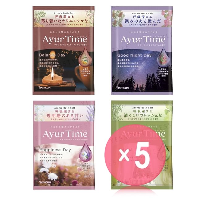 BATHCLIN-Ayur Time Aroma Bath Salt 5pcs Bundle Set