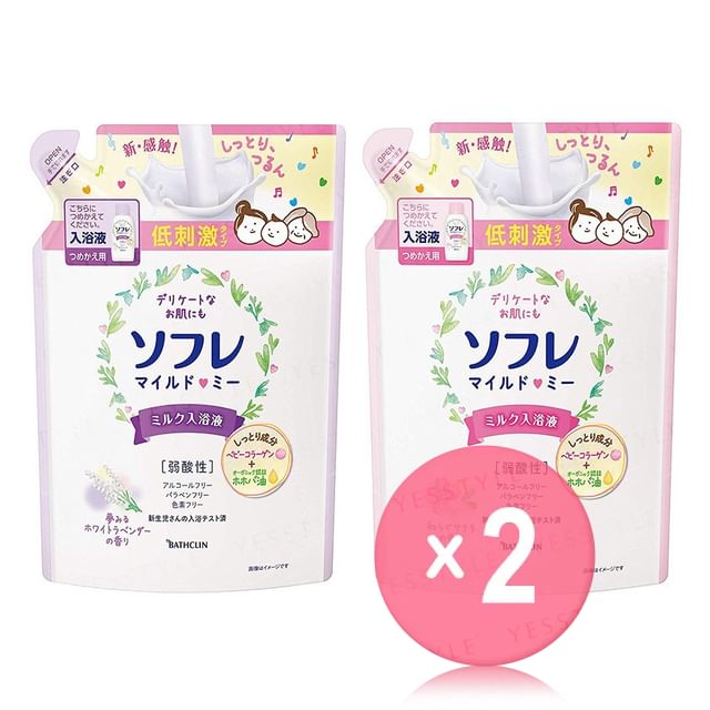 BATHCLIN-Sofre Mild Me Milk Bath Liquid Refill 600ml - 2 Types 2pcs Bundle Set