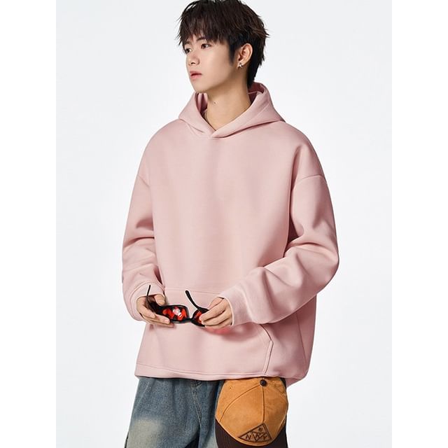 Bay Go Mall-Drop Shoulder Plain Oversized Hoodie
