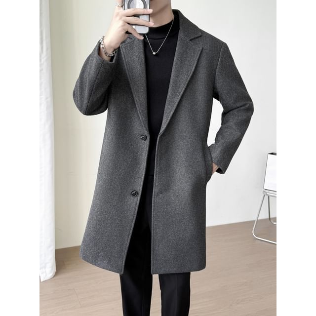 Bay Go Mall-Lapel Collar Plain Single Breasted Coat