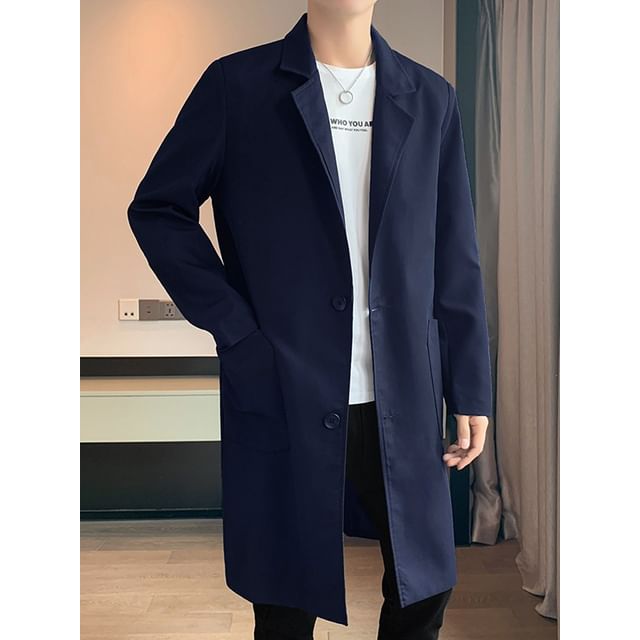 Bay Go Mall-Lapel Collar Plain Single Breasted Coat