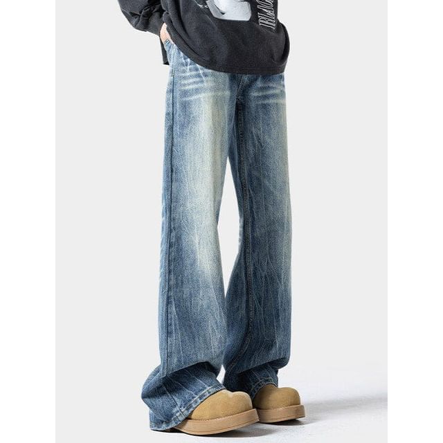 Bay Go Mall-Mid Rise Washed Flared Jeans