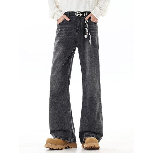 Bay Go Mall-Mid Rise Washed Flared Jeans