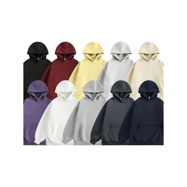 Bay Go Mall-Plain Pocket Hoodie