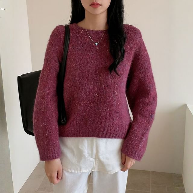 Beaustreet-Boat Neck Melange Sweater