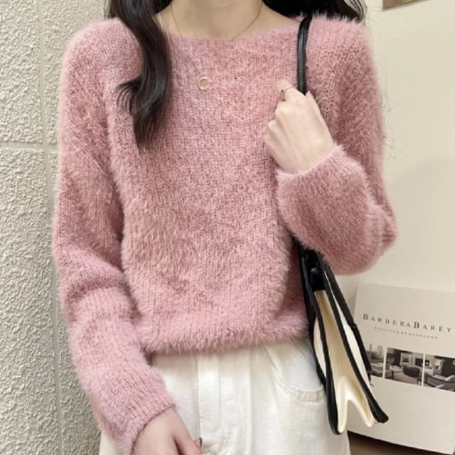 Beaustreet-Boatneck Plain Sweater