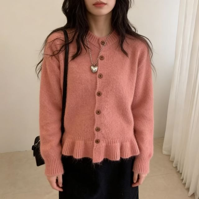 Beaustreet-Button-Up Plain Crop Cardigan