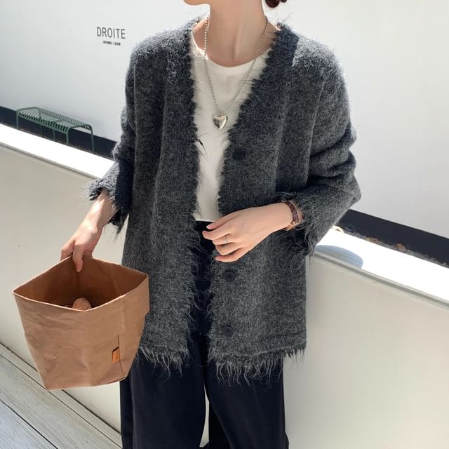 Beaustreet-Frayed Plain Cardigan
