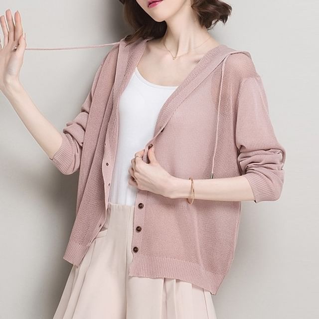 Beaustreet-Plain Hooded Cardigan
