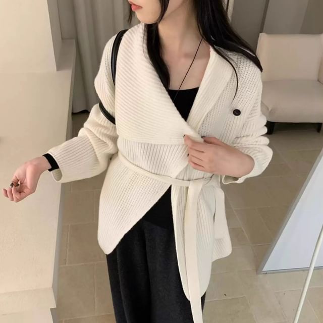 Beaustreet-Plain Open Front Ribbed Knit Cardigan