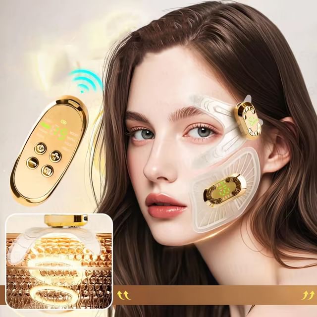 Beautyronics-Masseur facial EMS rechargeable en USB Patch contour des yeux Patch menton Patch front Télécommande Set