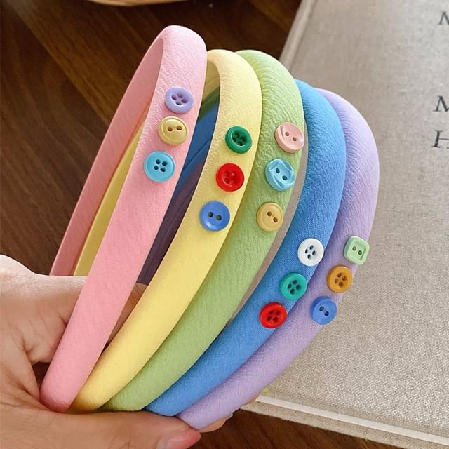 BeDaisy-Buttoned Fabric Headband Various Designs