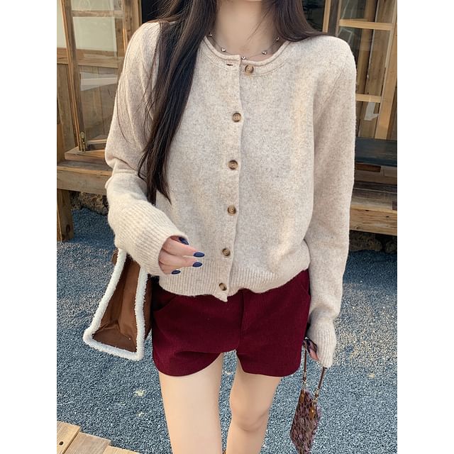 Beem-Button-Up Plain Cardigan