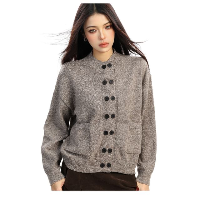 Berrytrix-Double Breasted Plain Cardigan