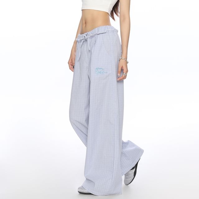 Berrytrix-Drawstring Waist Striped Baggy Pants