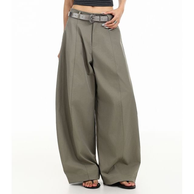 Berrytrix-Low Rise Plain Baggy Pants