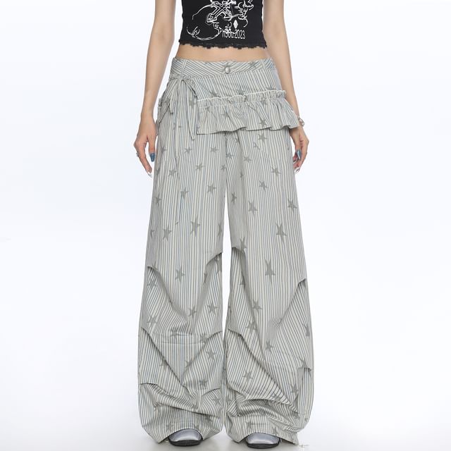 Berrytrix-Low Rise Striped Baggy Pants
