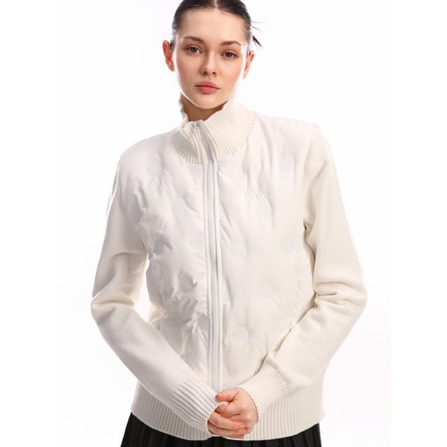 Berrytrix-Stand Collar Plain Zip Jacket