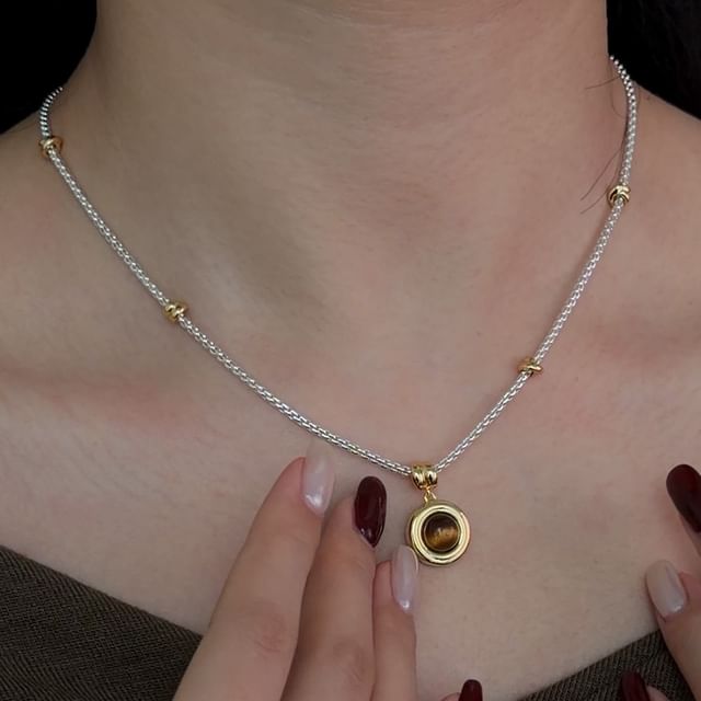Betsuno-Gemstone Box Chain Necklace