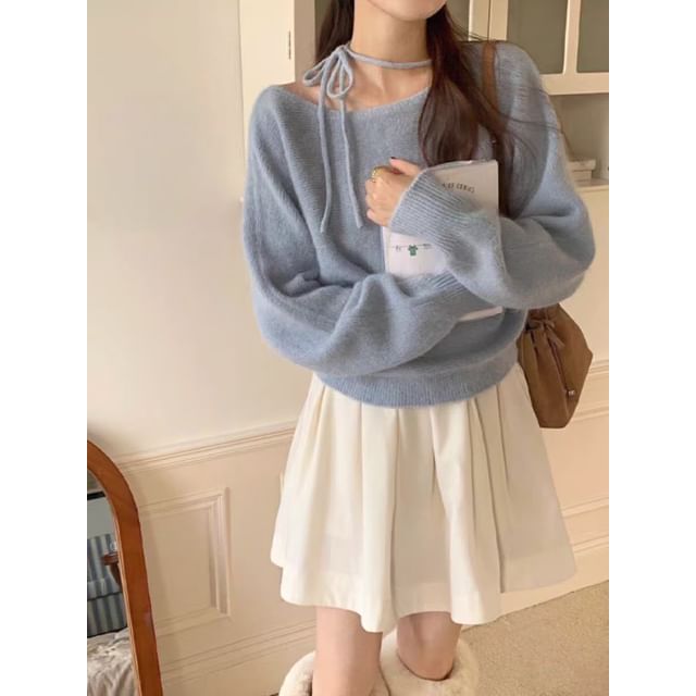 Bigfol-Boat Neck Plain Sweater
