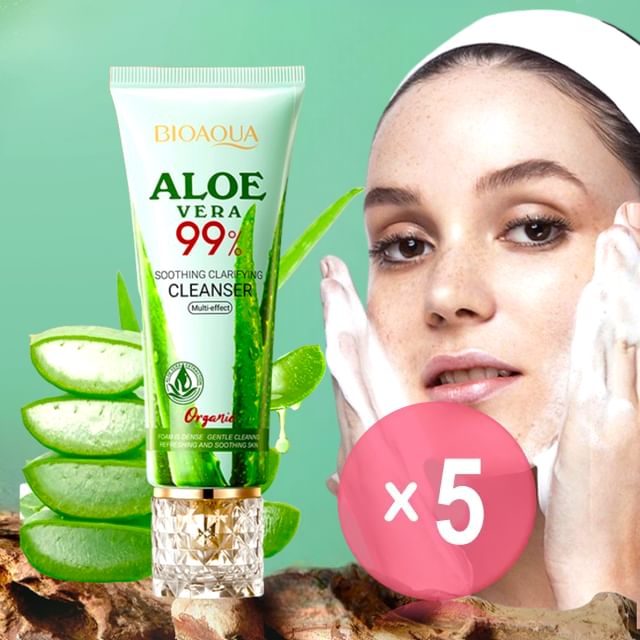 BIOAQUA-Aloe Vera Soothing Clarifying Cleanser 5pcs Bundle Set