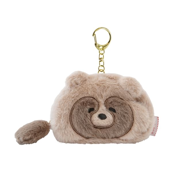 BISQUE-Animal Fluffy-faced Mini Pouch Raccoon
