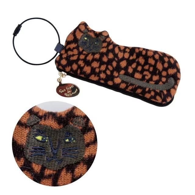 BISQUE-Animal Mini Zipper Pouch Brown