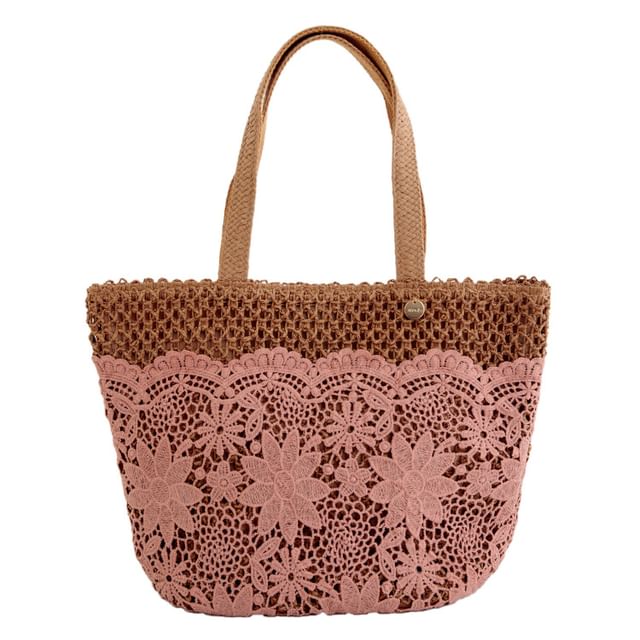 BISQUE-Flower Basket Tote Bag Pink