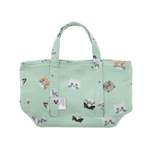 BISQUE-I Love Cat Tote Bag Sage