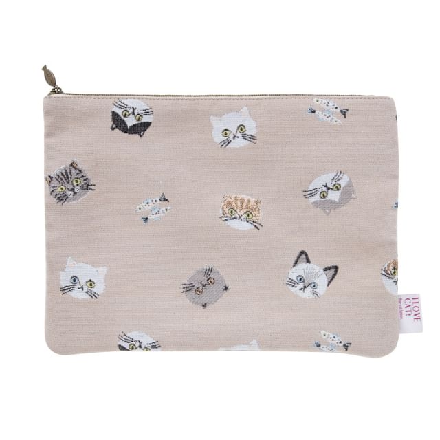 BISQUE-I Love Cat Zipper Pouch Pink