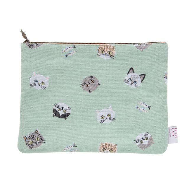 BISQUE-I Love Cat Zipper Pouch Sage