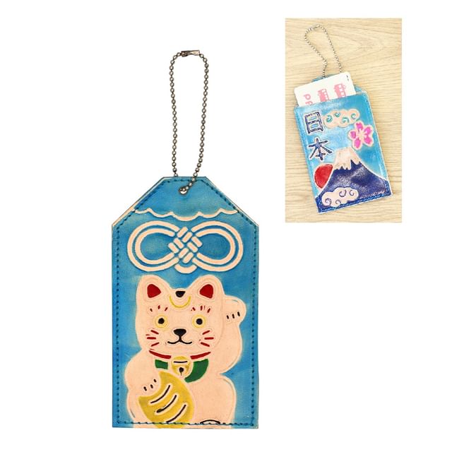 BISQUE-Lucky Beckoning Cat Card Case