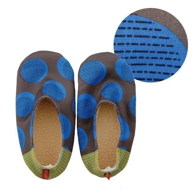 BISQUE-Muffle Slipper Socks Blue Dot