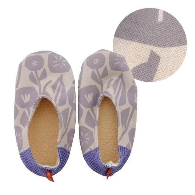 BISQUE-Muffle Slipper Socks Gray Flower