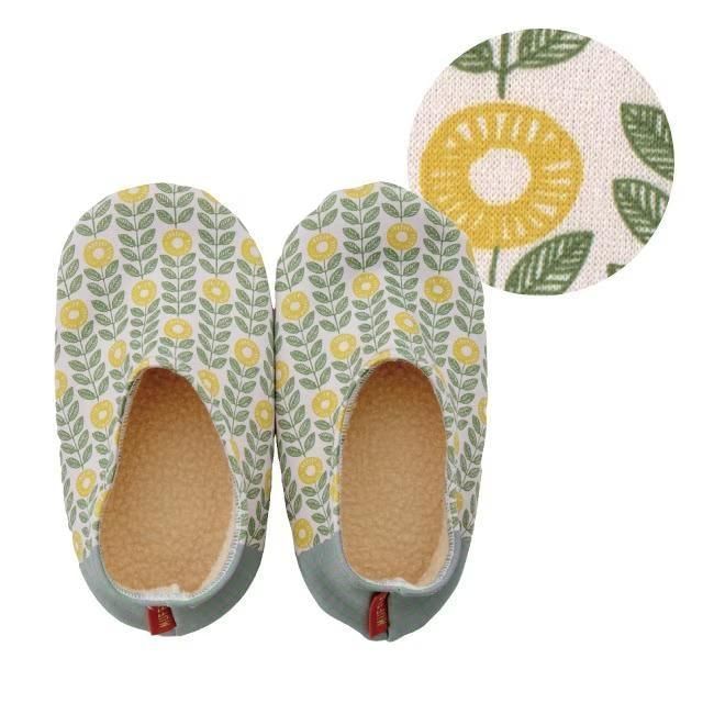 BISQUE-Muffle Slipper Socks Green Flower