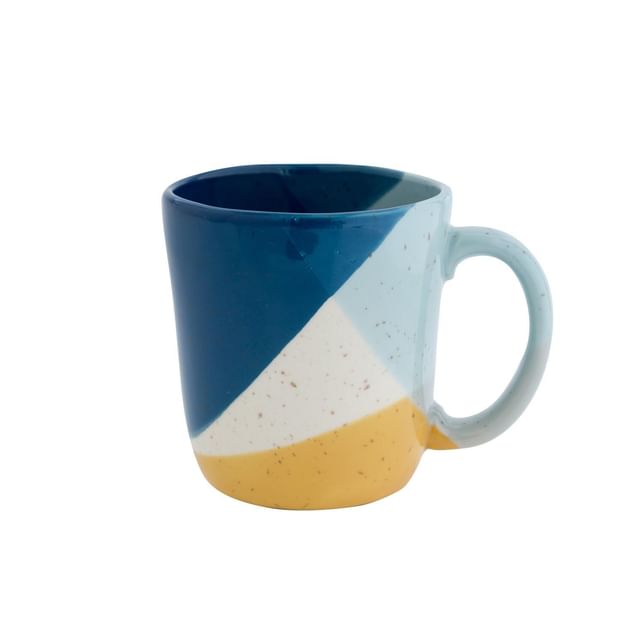 BISQUE-Pale Color Block Drinking Cup Turquoise