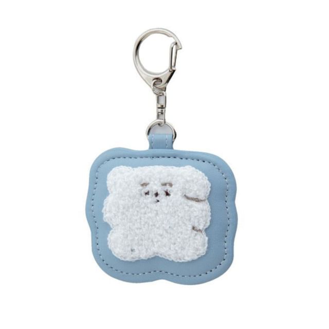 BISQUE-White Bear Embroidered Bag Charm Blue