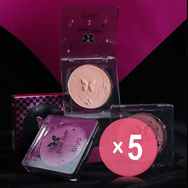 biya-Clear Tipsy Embossed Blusher - 5 Colors 5pcs Bundle Set