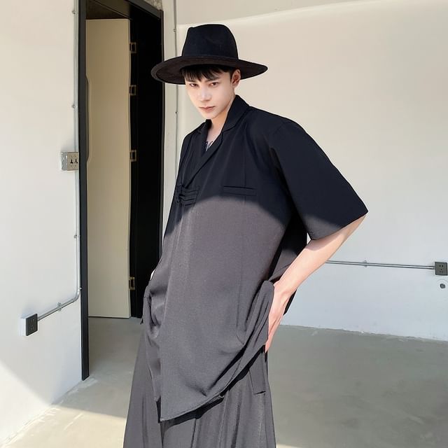 Bjorn-Short-Sleeve Linen Plain Shirt