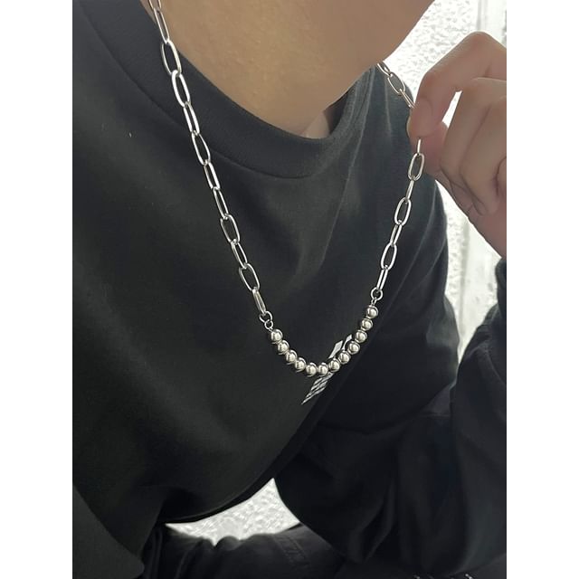Black Degree-Beaded Chain Necklace