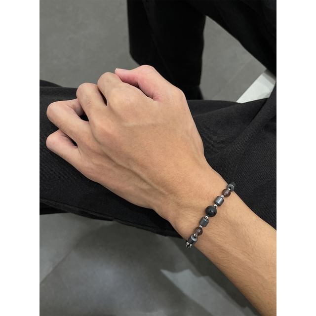 Black Degree-Faux Gemstone Alloy Bracelet