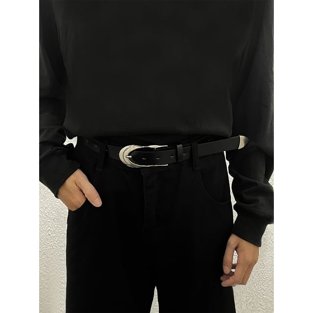 Black Degree-Faux Leather Belt